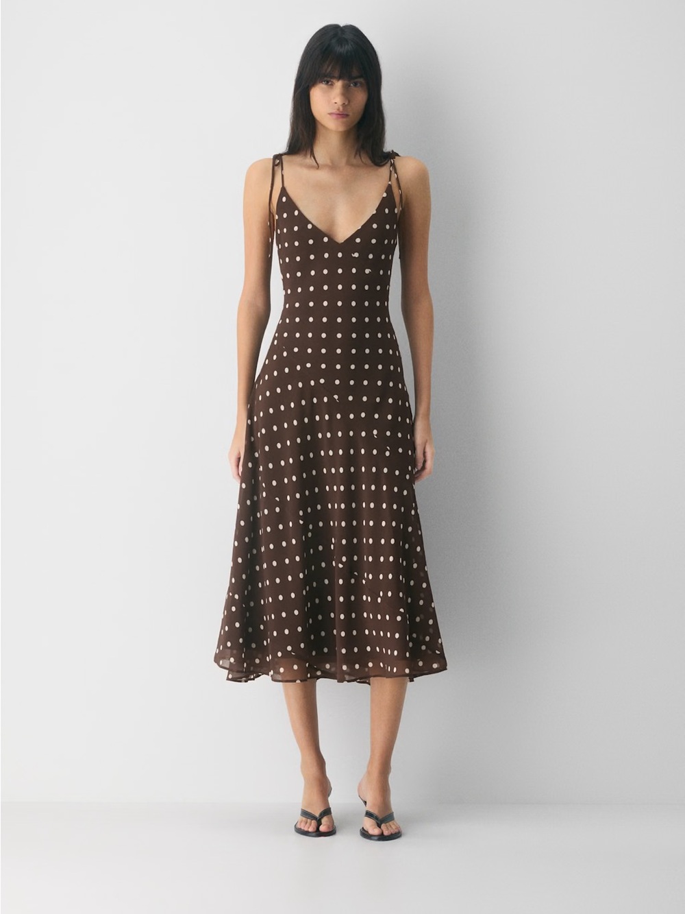 Aritzia Wilfred Priscilla Maxi Dress - Rich Mocha Brown/Light Birch